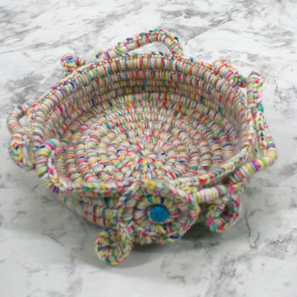 HAND CRAFTED Basket Crochet Container Trinket Planter Woven Home Decoration